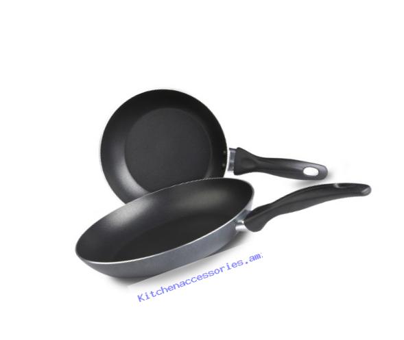 T-fal A857S2 Specialty Nonstick Omelette Pan 8-Inch and 10-Inch Dishwasher Safe PFOA Free Fry Pan / Saute Pan Cookware Set, 2-Piece, Gray