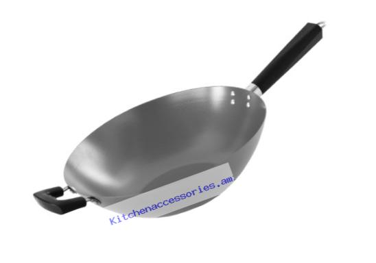 Imusa PAN-10043W Non Coated Wok with Triangle Handle, 14-Inch