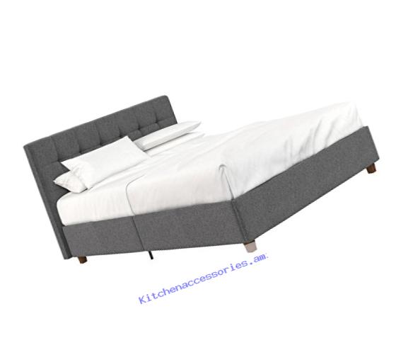DHP DZ84432 Poppy Linen Upholstered Bed, Full, Grey