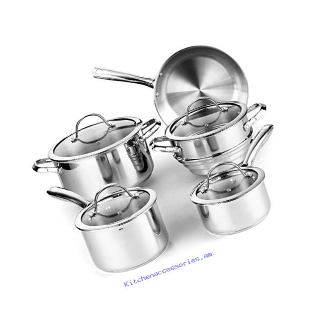 Cooks Standard 02492 9-Piece Classic Stainless-Steel Cookware Set