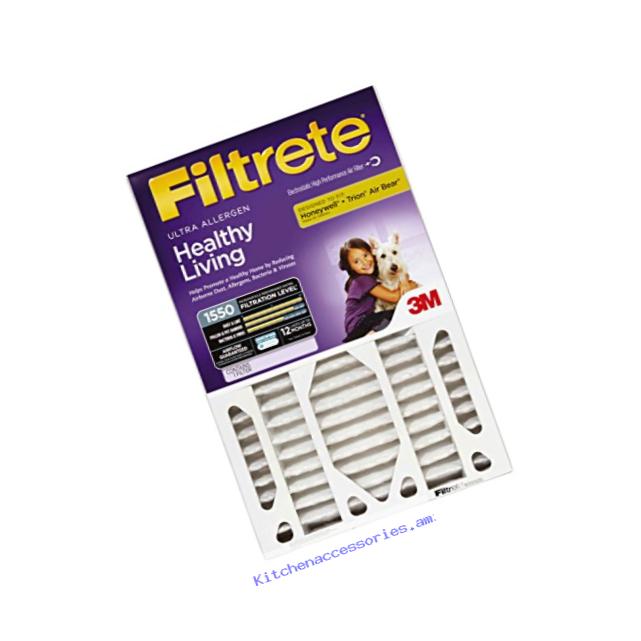 Filtrete Healthy Living Ultra Allergen Deep Pleat Filter, MPR 1550, 20-Inch x 25-Inch x 4-Inch (4-3/8-Inch Depth), 4-Pack