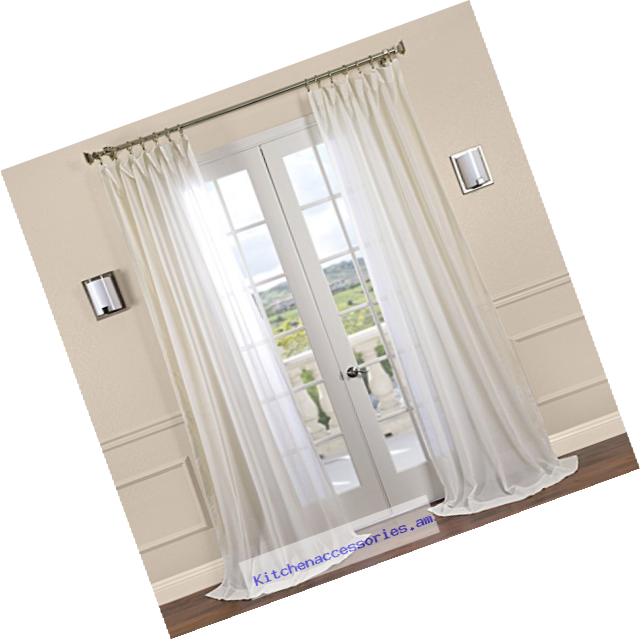 HPD HALF PRICE DRAPES Half Price Drapes SHFLNCH-M012-96 Faux Linen Sheer Curtain, Gardenia