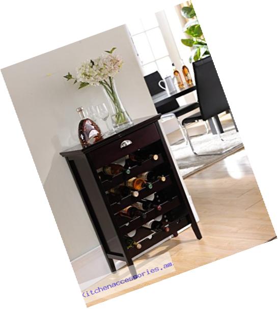 Kings Brand Furniture Wood Buffet Wine Rack Cabinet with Drawer, Dark Cherry