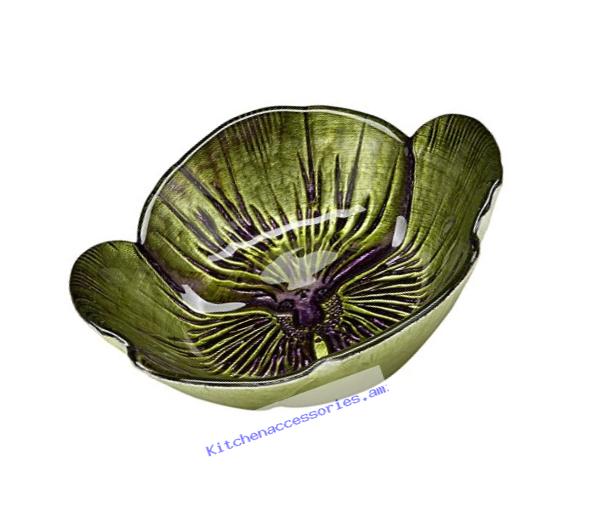 Red Pomegranate Pansy Bowl Green Purple 6-Inch