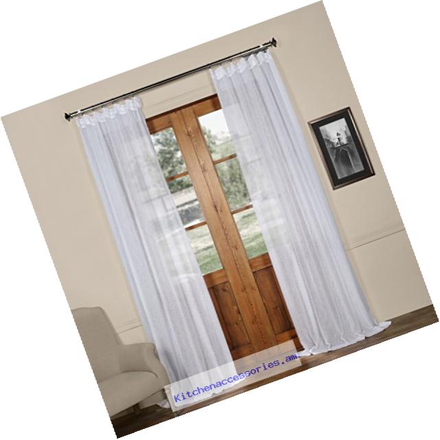 HPD HALF PRICE DRAPES SHCH-SS07161-96 Solid Faux Linen Sheer Curtain,Aspen White,50 X 96