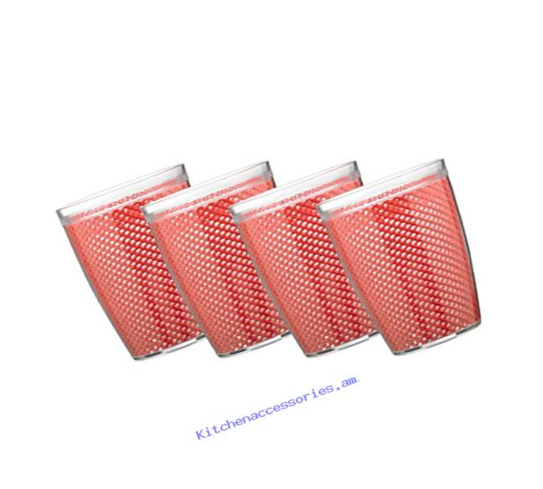 Kraftware the Fishnet Collection Flag Doublewall Drinkware, Set of 4, 14 oz, Red
