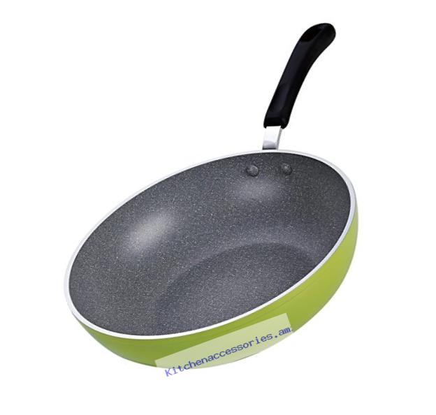 Cook N Home 12-Inch Stir Fry Pan Wok Pan 30cm with Non-Stick Coating Induction Compatible Bottom, Large, Green