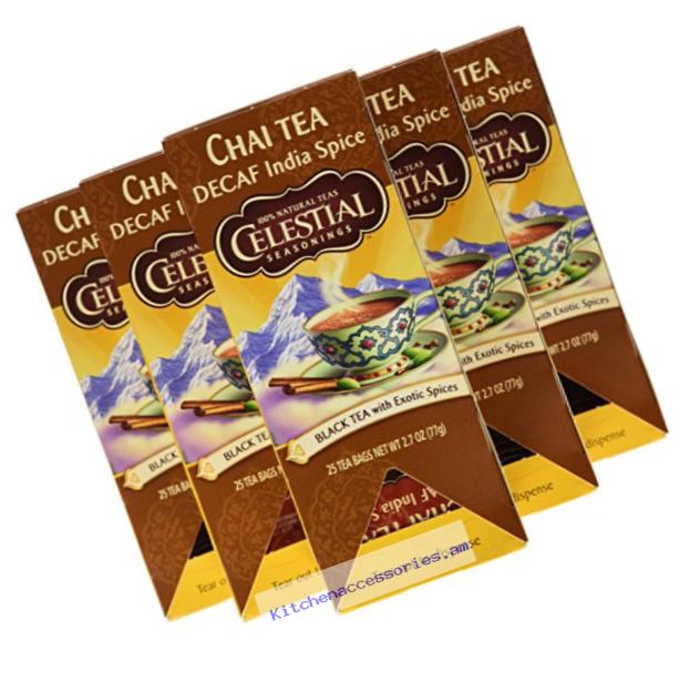 Celestial Seasonings India Spice Decaf Chai Tea, 25 Count (Pack of 6)